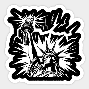 Retro Vintage NYC Lightning Strike The Statue Of Liberty Sticker